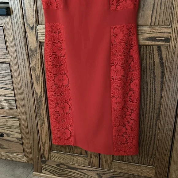 Adrianna Papell Red Lace Midi Dress - Picture 3 of 6